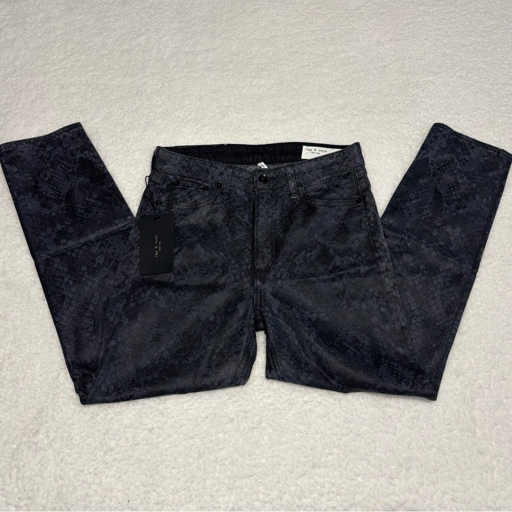 Rag & Bone Women Snake Foil Nina High Rise Cigarette Ankle Jeans